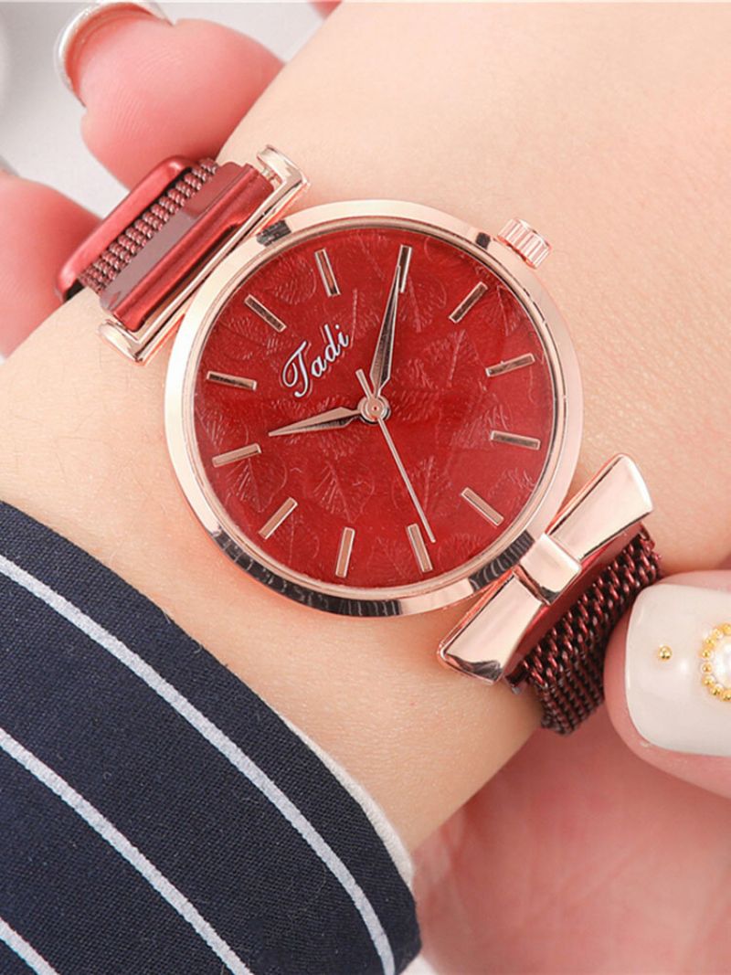 Mote Elegante Kvinner Klokker Alloy Mesh Band No Number Dial Rose Gold Case Quartz Watch