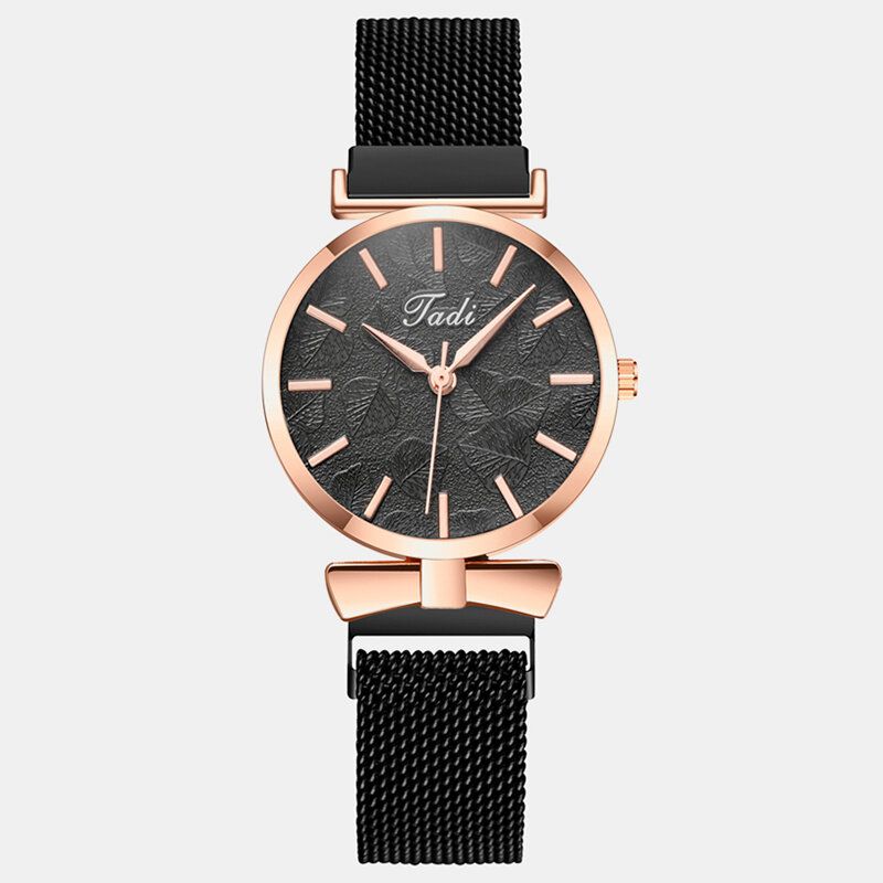 Mote Elegante Kvinner Klokker Alloy Mesh Band No Number Dial Rose Gold Case Quartz Watch