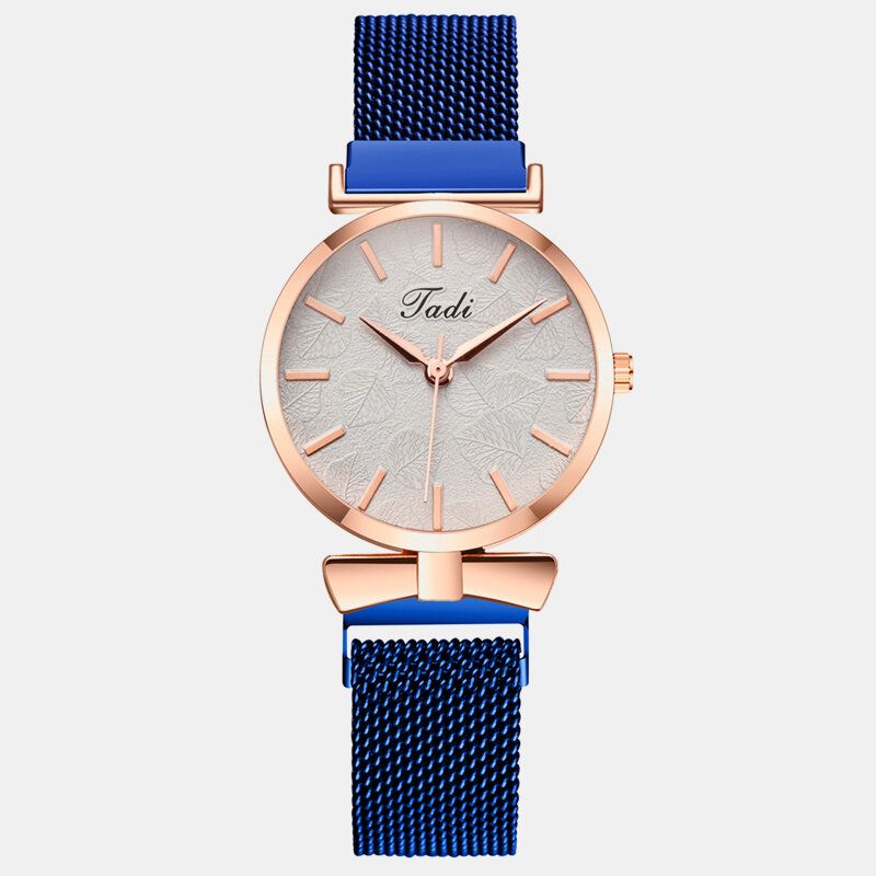 Mote Elegante Kvinner Klokker Alloy Mesh Band No Number Dial Rose Gold Case Quartz Watch