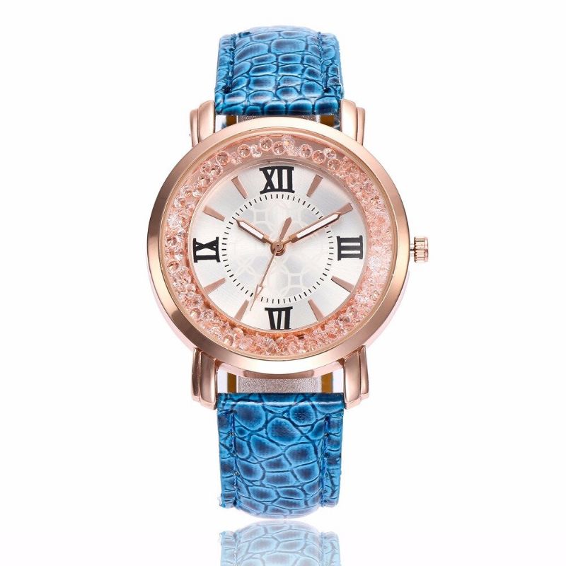 Mote Kvikksand Skinn Dameklokke Diamond Dial Quartz Watch