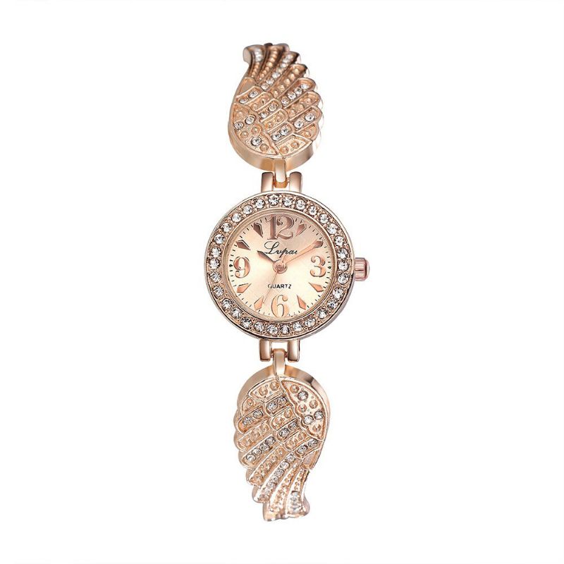 Mote Quartz Armbåndsur Rustfritt Stål Rhinestone Wings Strap Klokker Elegante Smykker For Kvinner