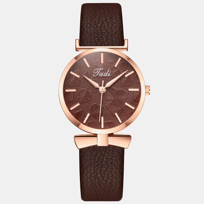 Mote Sport Dame Klokker Lær Band No Number Dial Rose Gold Legering Veske Quartz Watch