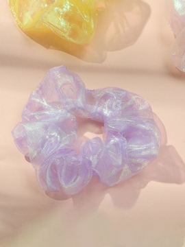 Pearlescent Mesh Chiffon Scrunchie Elastisk Hår Gummibånd Knyt Hår Ring Tauholder Hodeplagg