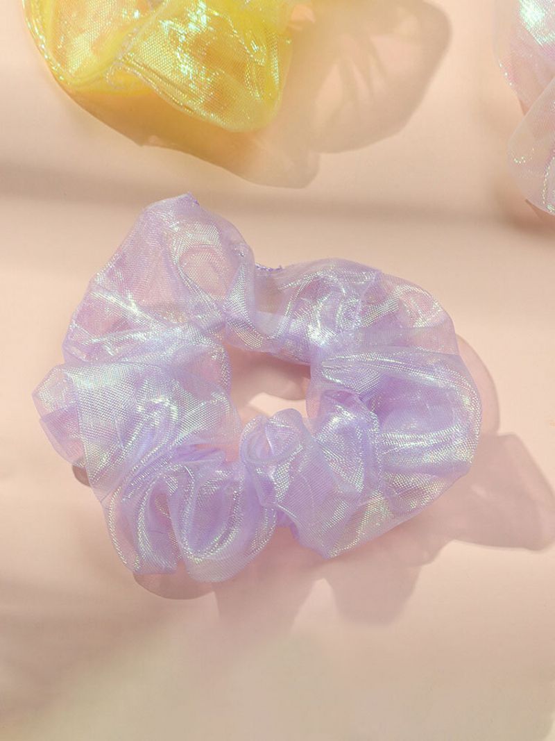 Pearlescent Mesh Chiffon Scrunchie Elastisk Hår Gummibånd Knyt Hår Ring Tauholder Hodeplagg