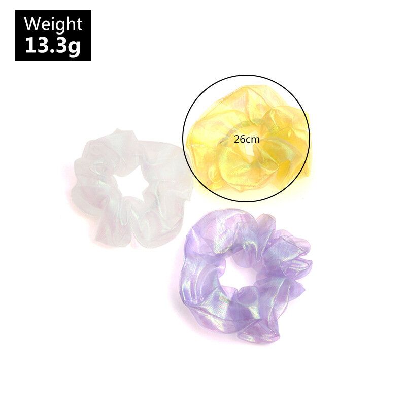 Pearlescent Mesh Chiffon Scrunchie Elastisk Hår Gummibånd Knyt Hår Ring Tauholder Hodeplagg