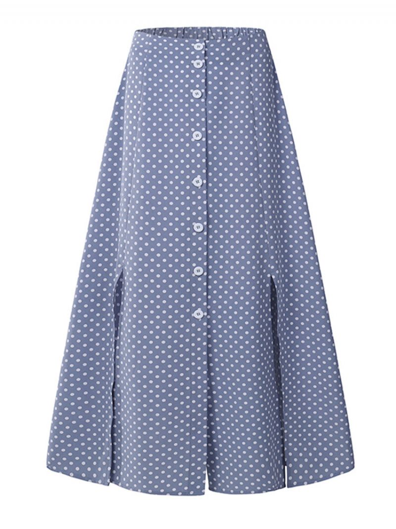 Polka Dot Print Splitt Elastisk Midje Plus Size Skjørt