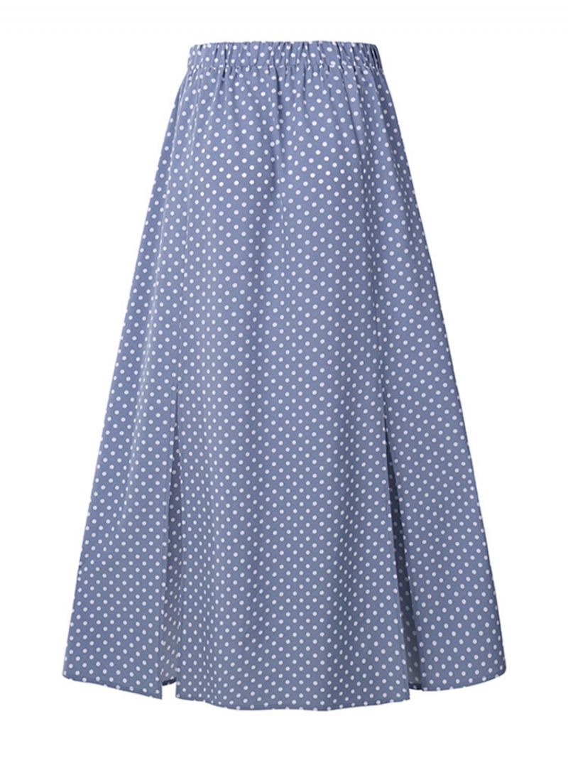 Polka Dot Print Splitt Elastisk Midje Plus Size Skjørt