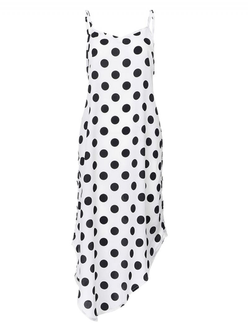 Polka Dot Side Button Spaghetti Straps Plus Size Dress