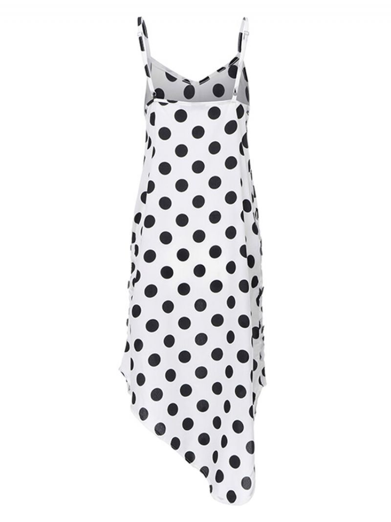 Polka Dot Side Button Spaghetti Straps Plus Size Dress