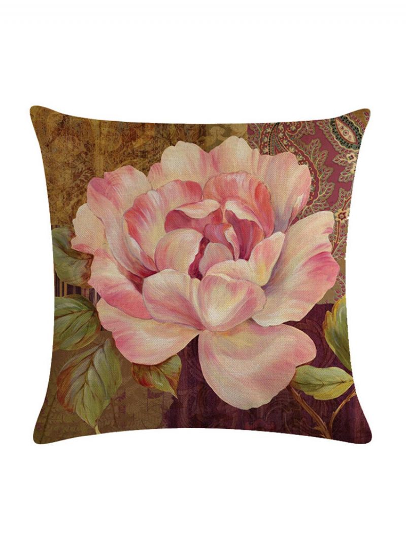 Retro Flower 45*45cm Putetrekk Lin Putepute Bil Hjemmedekorasjon Dekorativt