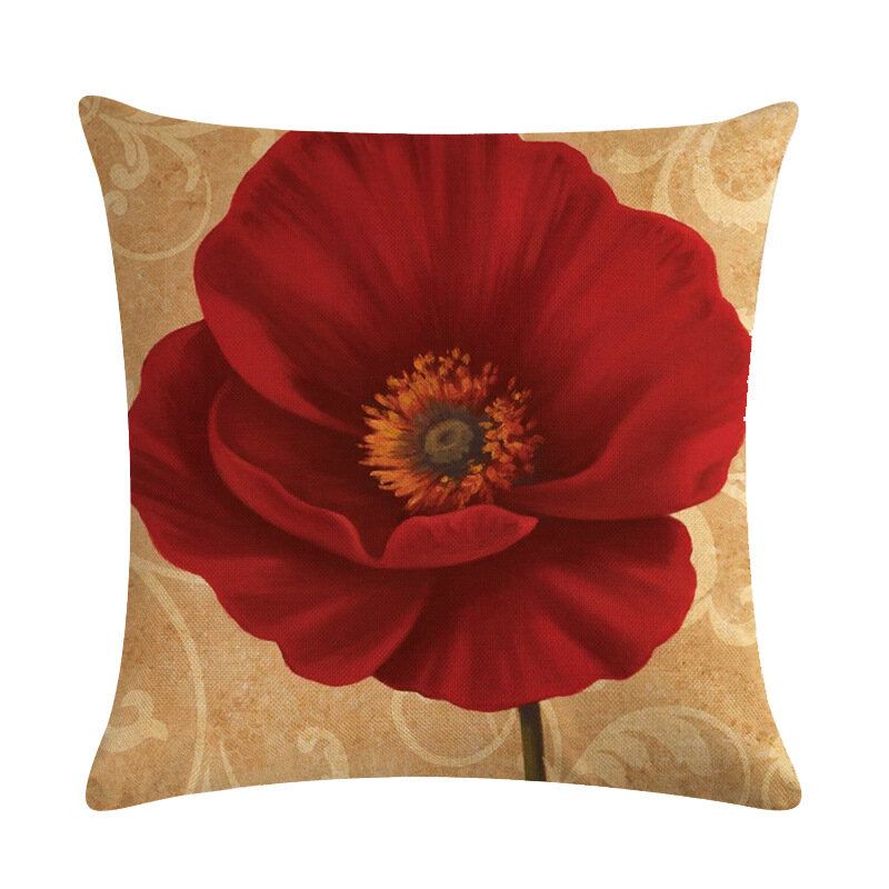 Retro Flower 45*45cm Putetrekk Lin Putepute Bil Hjemmedekorasjon Dekorativt