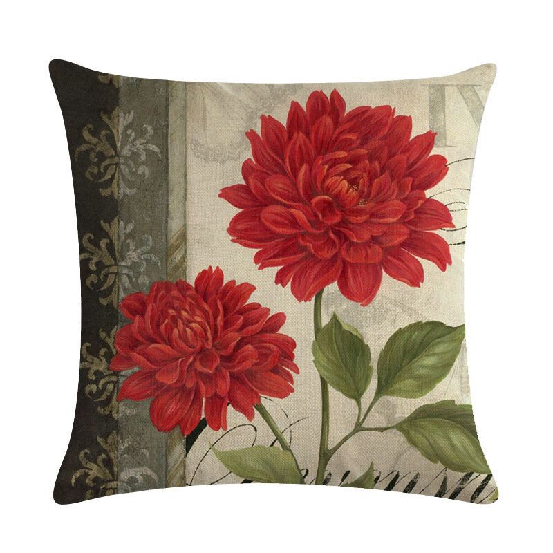 Retro Flower 45*45cm Putetrekk Lin Putepute Bil Hjemmedekorasjon Dekorativt