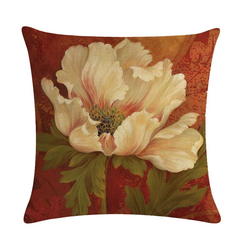 Retro Flower 45*45cm Putetrekk Lin Putepute Bil Hjemmedekorasjon Dekorativt