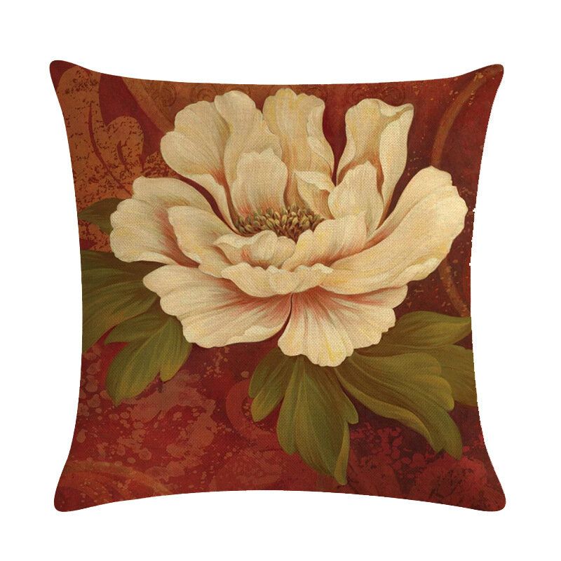 Retro Flower 45*45cm Putetrekk Lin Putepute Bil Hjemmedekorasjon Dekorativt