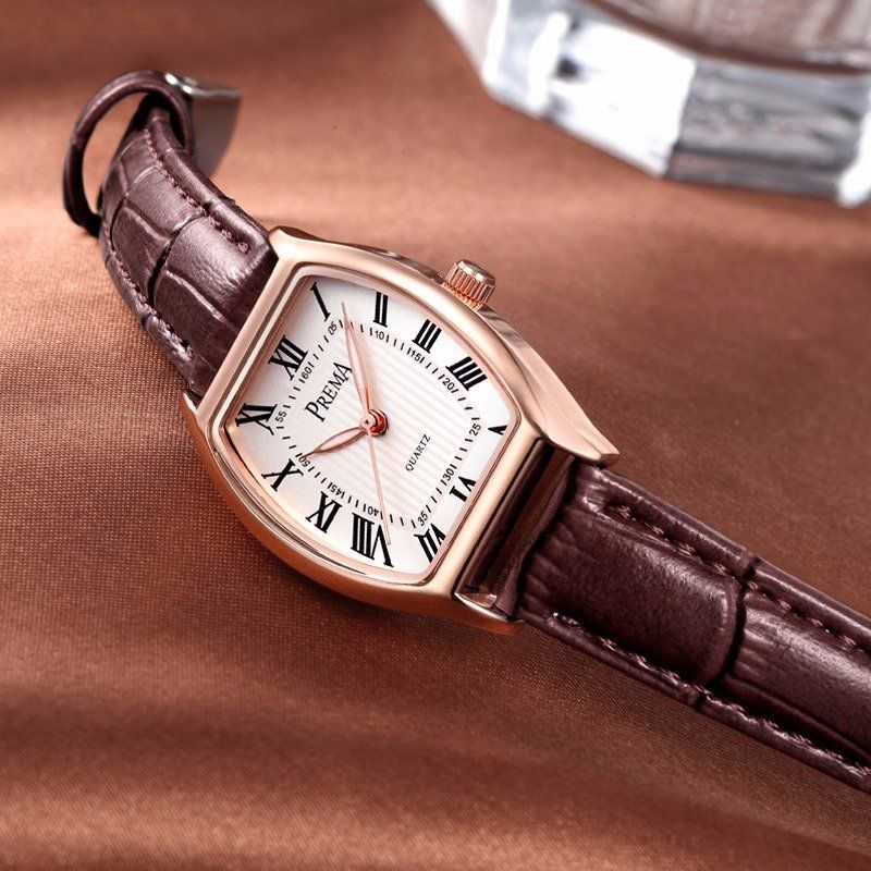 Retro Style Leather Watch Roman Number Dial Quartz For Women