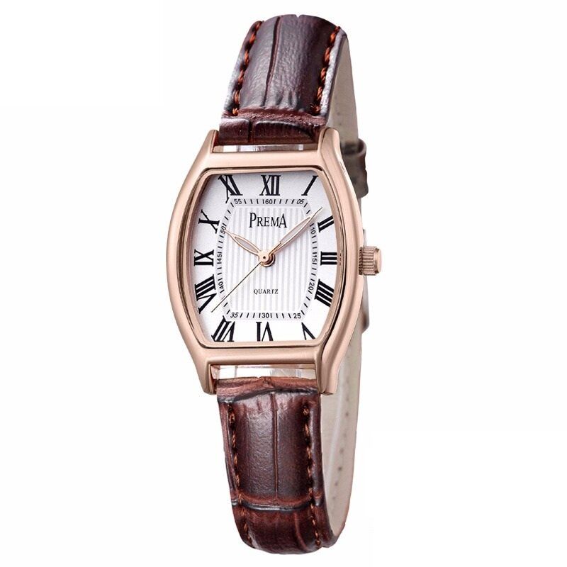 Retro Style Leather Watch Roman Number Dial Quartz For Women