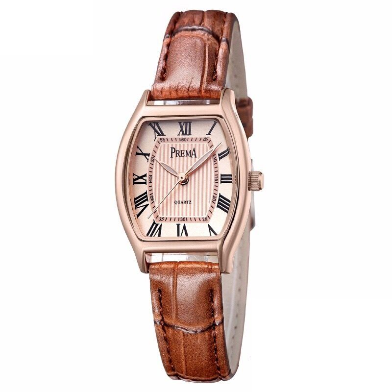 Retro Style Leather Watch Roman Number Dial Quartz For Women