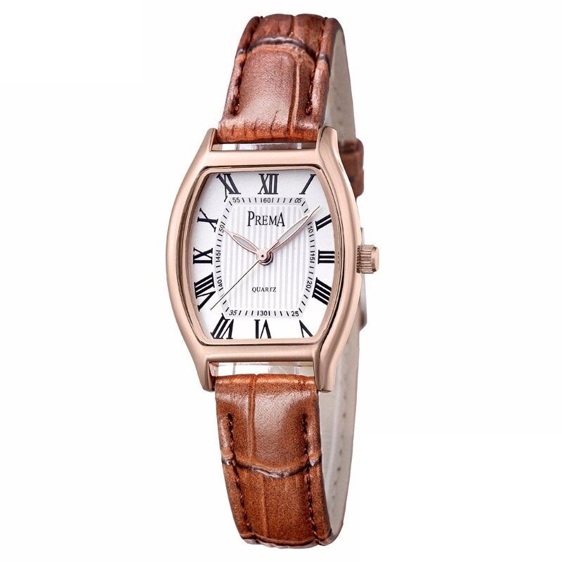 Retro Style Leather Watch Roman Number Dial Quartz For Women