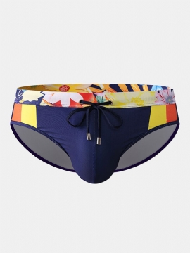 Sexy Print Patchwork Snøring Quick Dry Swimwear Briefs