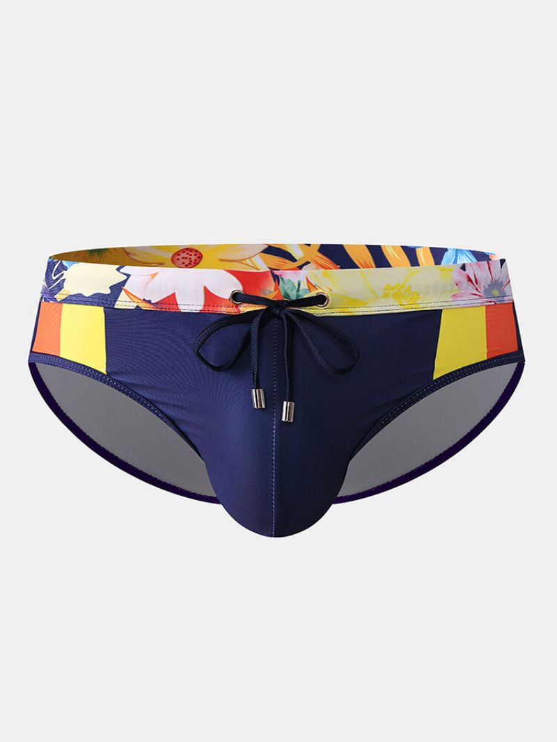 Sexy Print Patchwork Snøring Quick Dry Swimwear Briefs