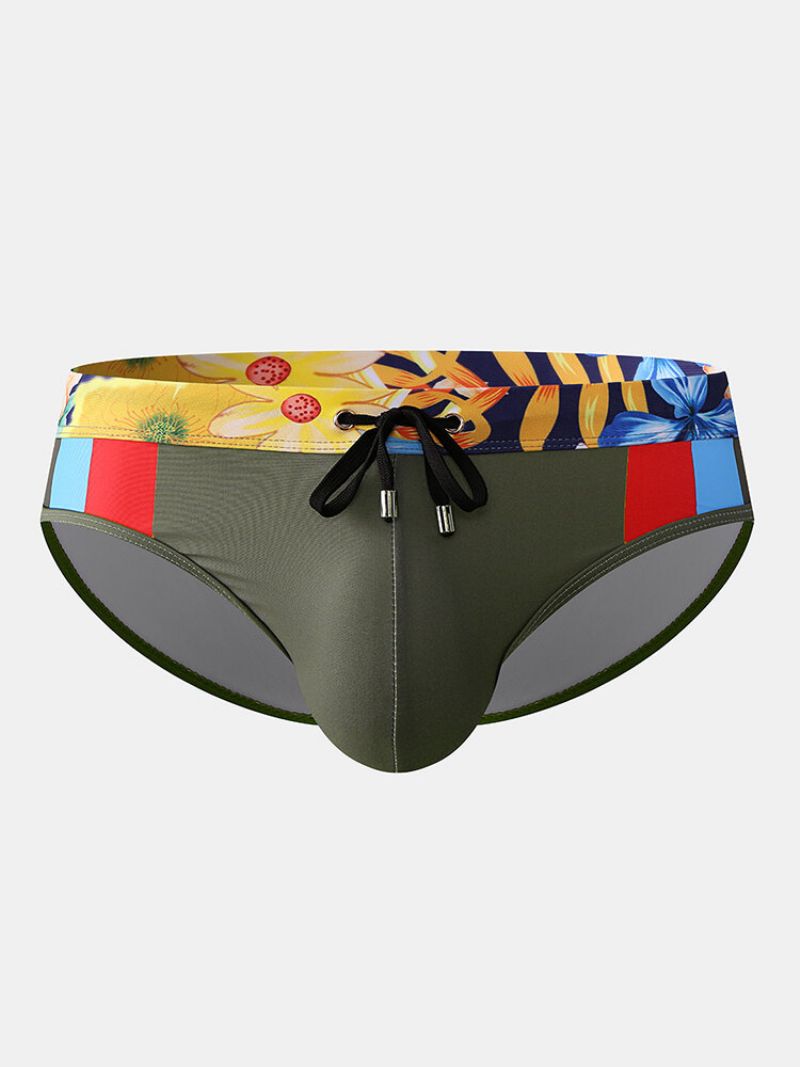 Sexy Print Patchwork Snøring Quick Dry Swimwear Briefs