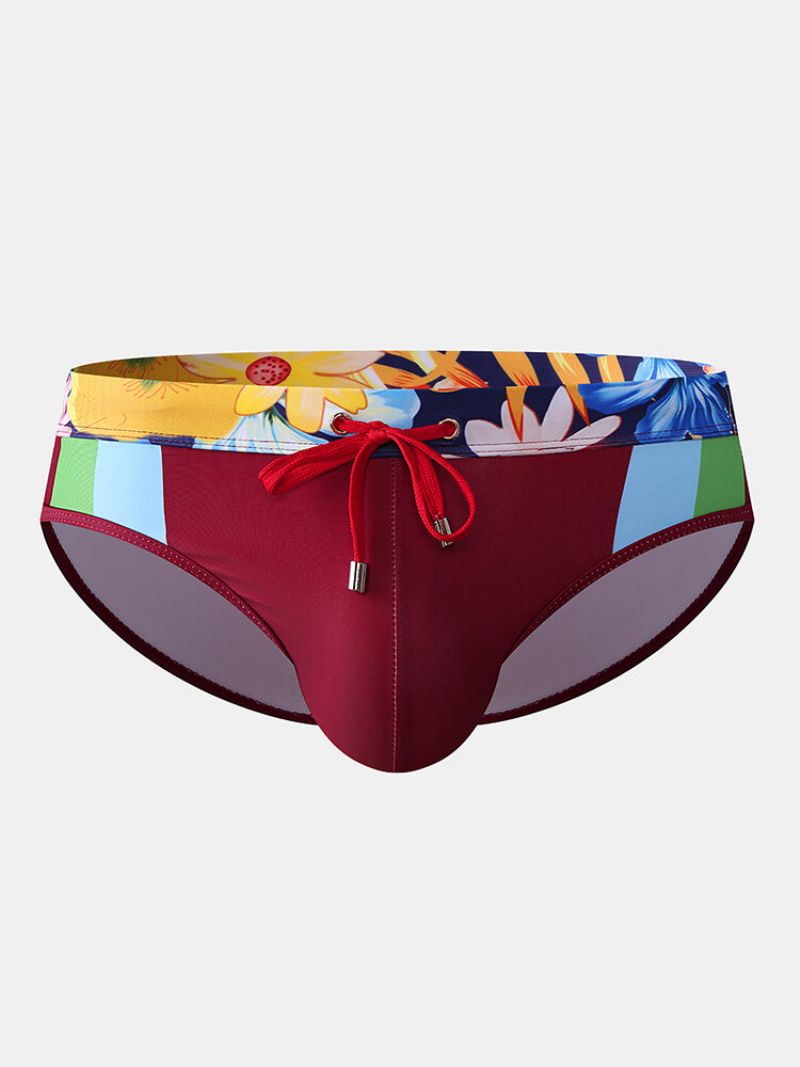 Sexy Print Patchwork Snøring Quick Dry Swimwear Briefs