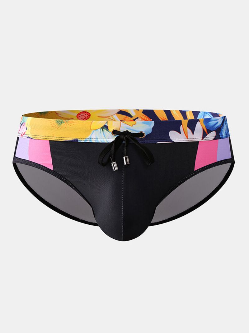 Sexy Print Patchwork Snøring Quick Dry Swimwear Briefs