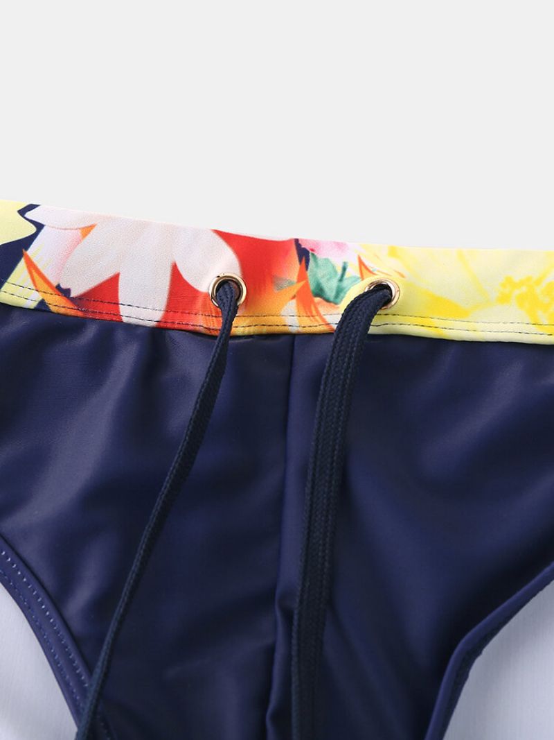 Sexy Print Patchwork Snøring Quick Dry Swimwear Briefs