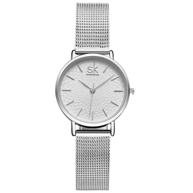 Shengke Classic Quartz Watches Ultra Tynn Vanntett Lær Rustfritt Stål Minimalist