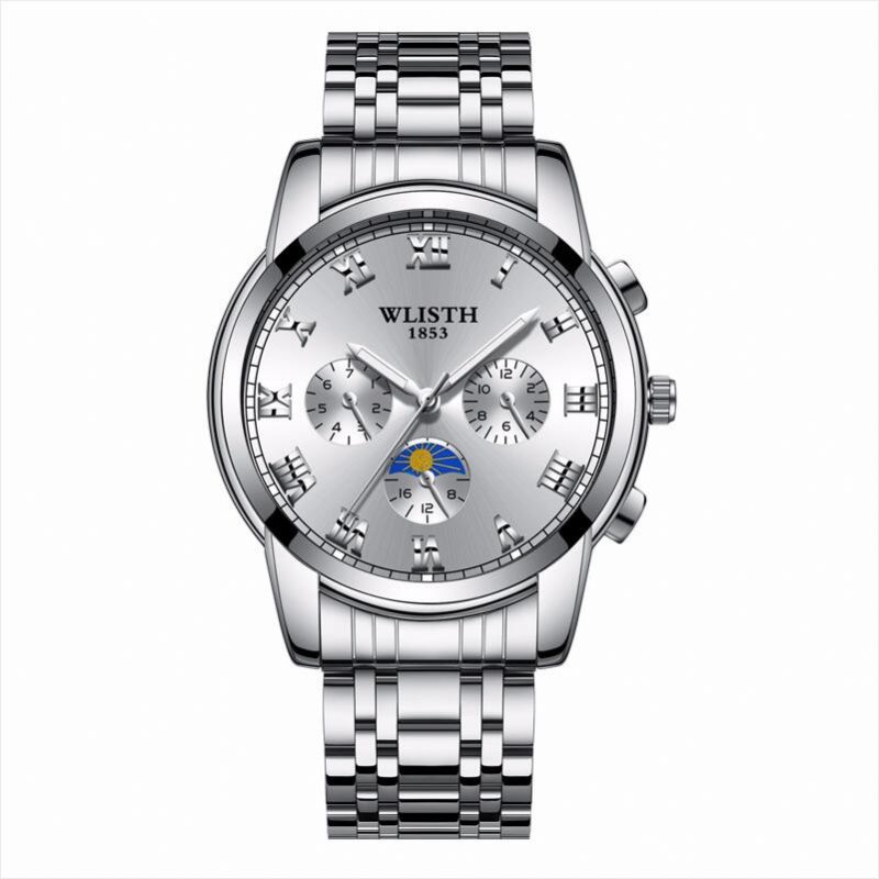 Steel Band Business Waterproof Watch Herremote Lysende Quartz