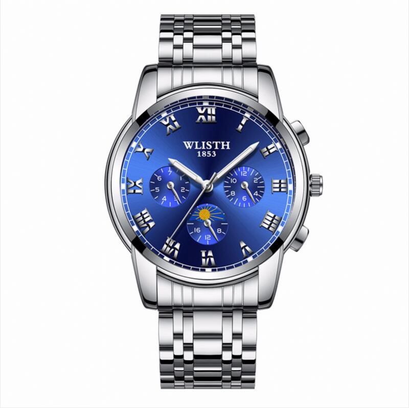 Steel Band Business Waterproof Watch Herremote Lysende Quartz