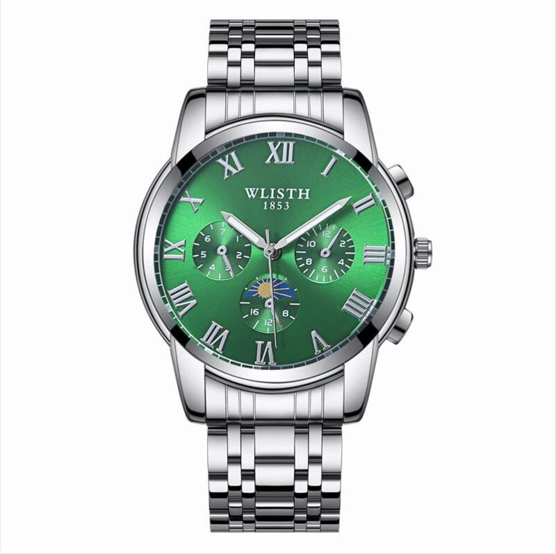 Steel Band Business Waterproof Watch Herremote Lysende Quartz