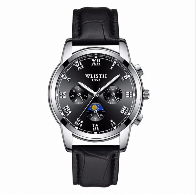 Steel Band Business Waterproof Watch Herremote Lysende Quartz