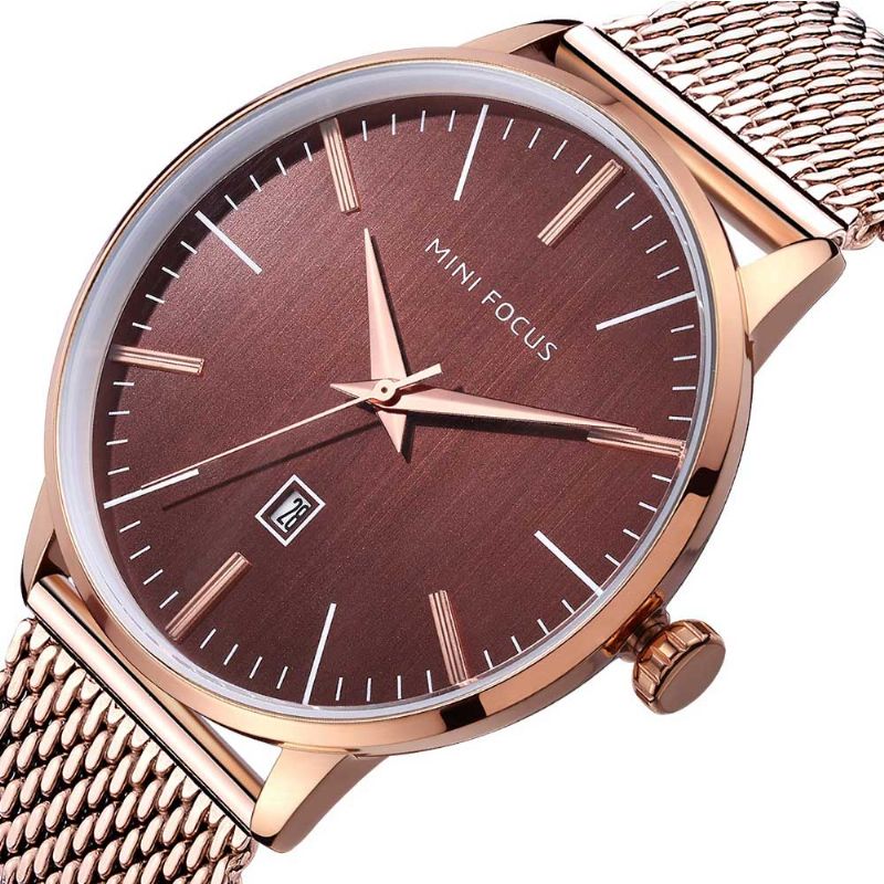 Steel Strap Quartz Watch For Men Vanntett Rund Legering Dial Slitasjesikker Classic