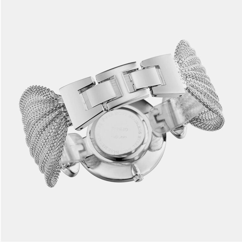 Trendy Dame Armbåndsur Stor Urskive Unik Design Mesh Armbånd Kvarts Klokke