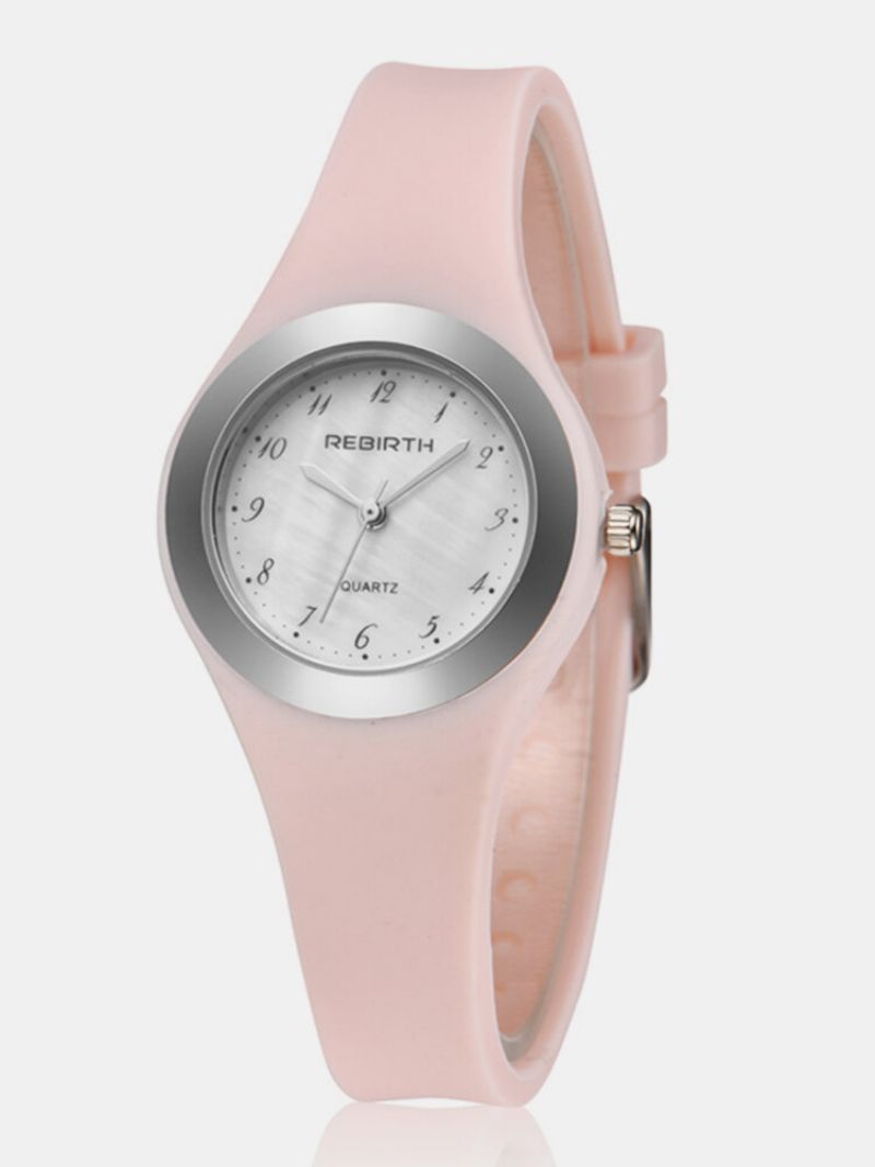 Trendy Jelly Silikon Dameklokke Princess Pink Quartz Watch Vanntett Rund Klokke