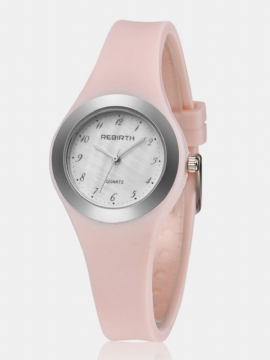 Trendy Jelly Silikon Dameklokke Princess Pink Quartz Watch Vanntett Rund Klokke