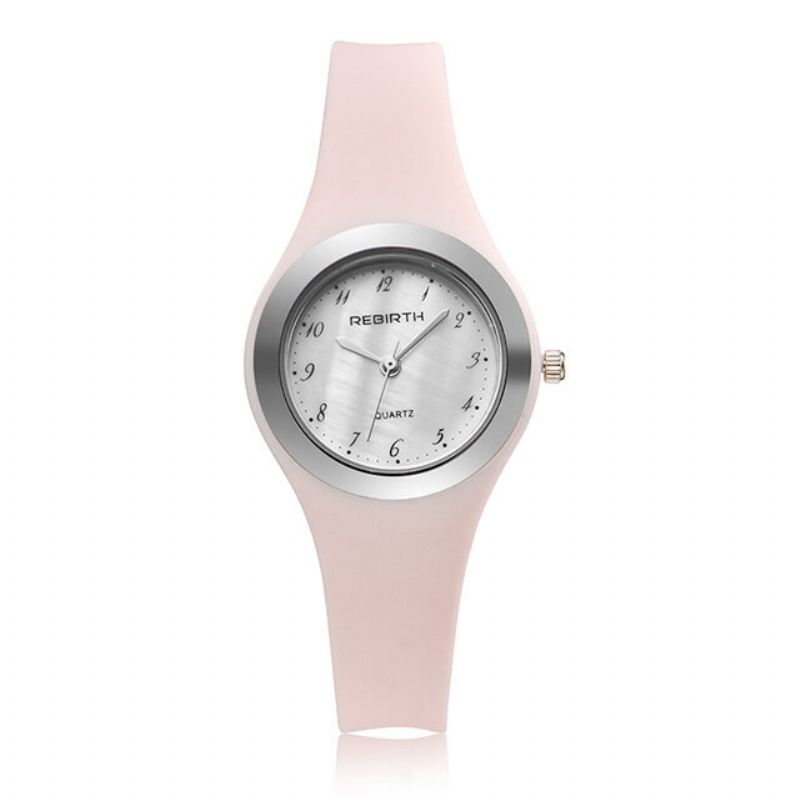 Trendy Jelly Silikon Dameklokke Princess Pink Quartz Watch Vanntett Rund Klokke