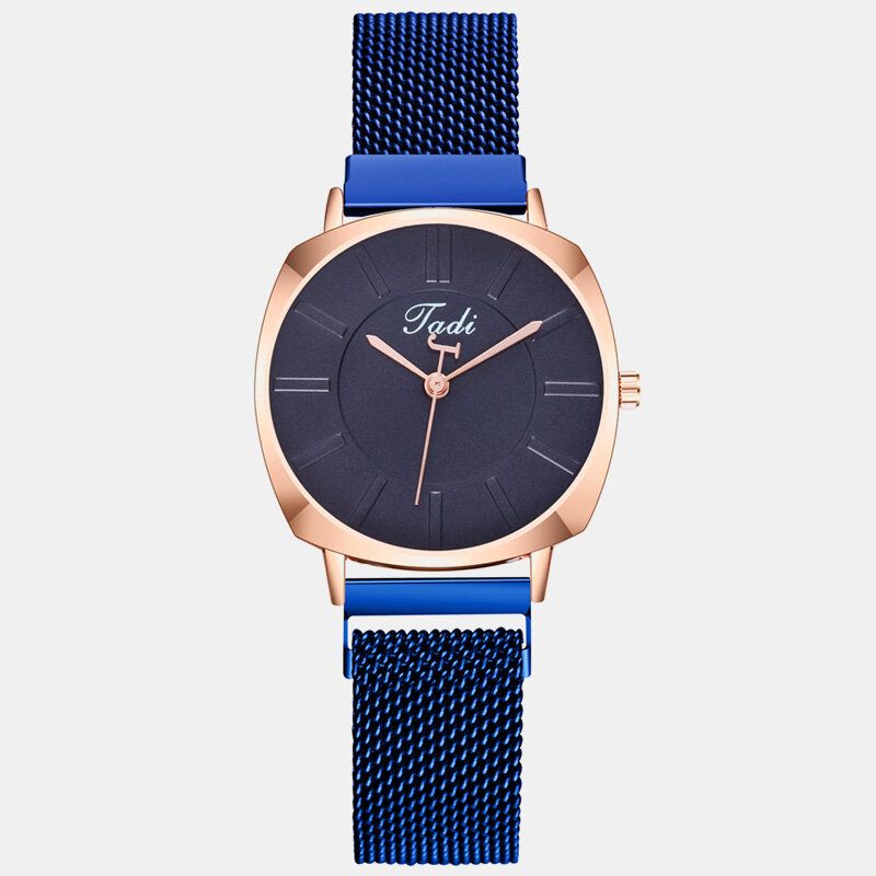 Trendy Klassisk Kvinner Armbåndsur Rose Gold Case Rund Urskive Full Alloy Quartz Klokker