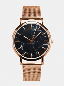 Trendy Marble Dameklokke Rustfritt Stål Big Dial Quartz Watch Vanntett Midjeklokke