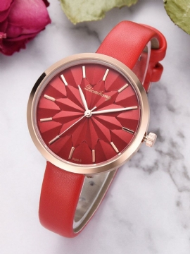 Trendy Urskive Quartz Watch Pu Leather Dame Vanntett Rose Gold Midjeklokke