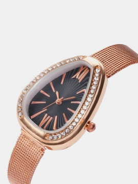 Trendy Water Drop Dame Watch Diamond Rhinestone Quartz Rustfritt Stål Midjeklokke