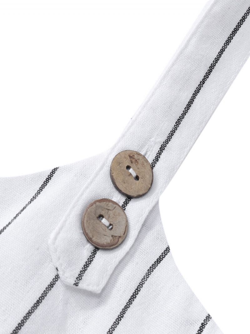 Uregelmessig Striped Button Straps Kjole I Plussstørrelse