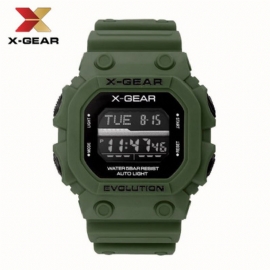 X-gear Revolution Armygreen Sportsklokke Vanntett Elektronisk Herreklokke Moq 20 Stk