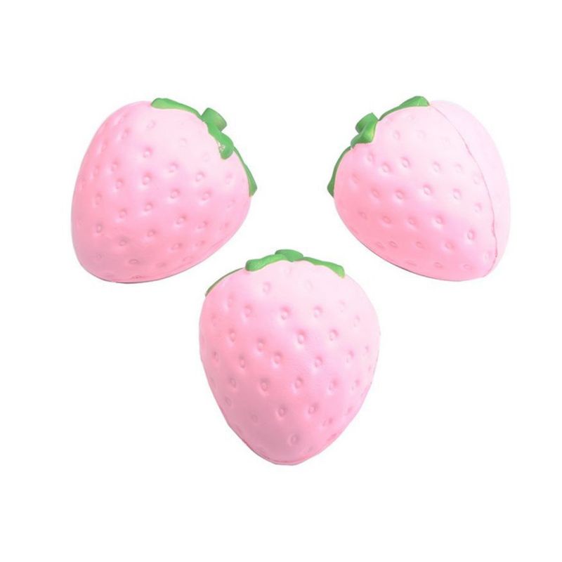 11.5x9.5 cm Kawaii Squishy Strawberry Soft Telefon Nøkkelring Vesker Stropper Sakte Stigende