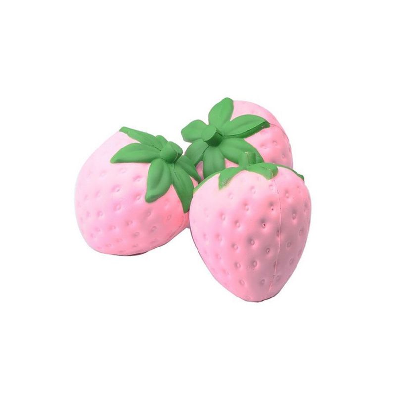 11.5x9.5 cm Kawaii Squishy Strawberry Soft Telefon Nøkkelring Vesker Stropper Sakte Stigende