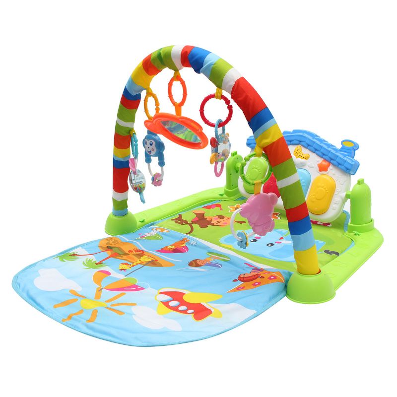 3 I 1 Newborn Baby Multifunksjon Lekematte Musikk Piano Fitness Gym Aktivitetsmatte