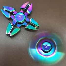 4 Point Rainbow Aluminium Fidget Hand Spinner Finger Leke Edc Focus Barn Voksen