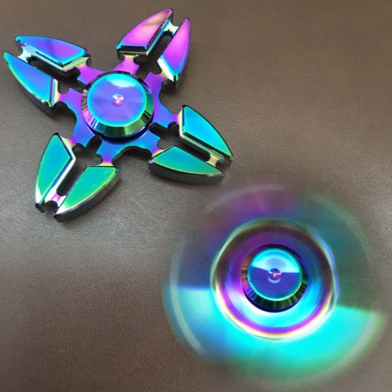 4 Point Rainbow Aluminium Fidget Hand Spinner Finger Leke Edc Focus Barn Voksen