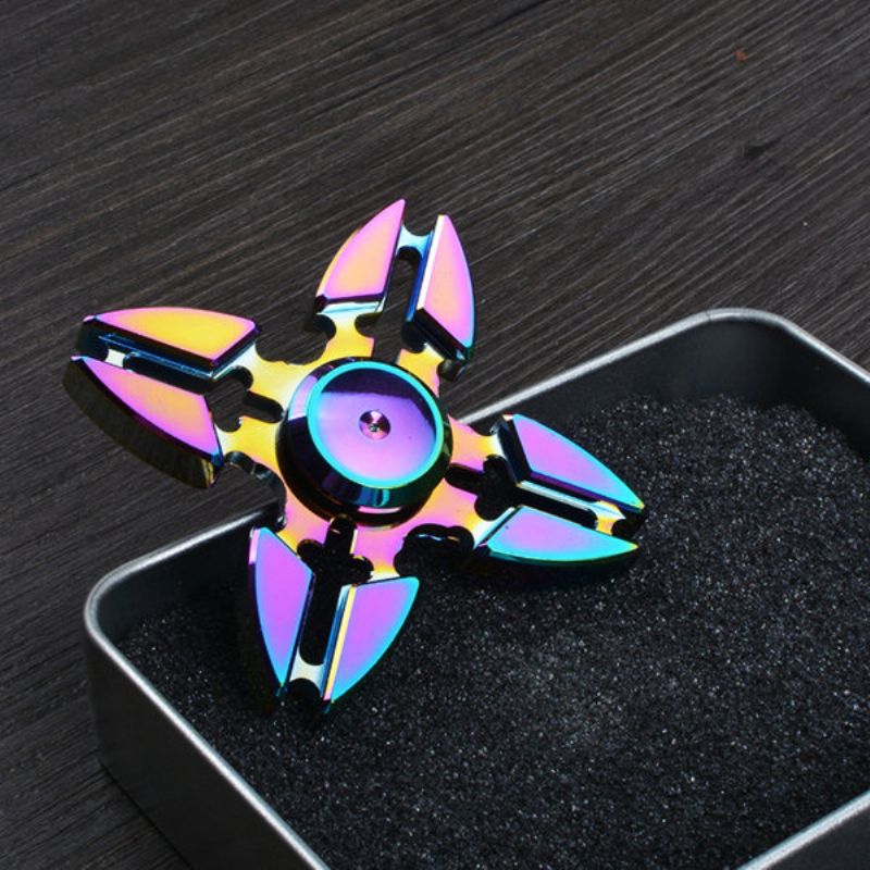 4 Point Rainbow Aluminium Fidget Hand Spinner Finger Leke Edc Focus Barn Voksen